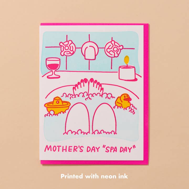 Mother's day "spa day" letterpress card