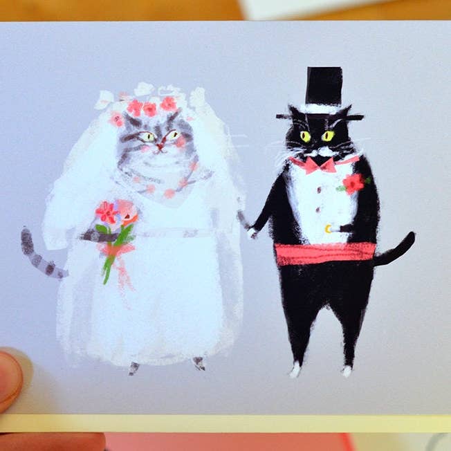 Bride and Groom Cats Card