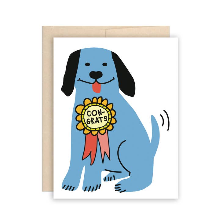 Congrats Big Blue Dog Card