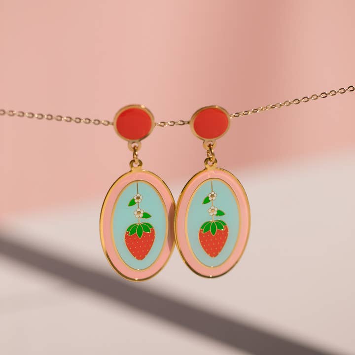 Strawberry  Oval Earrings | Stud