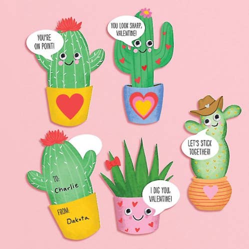 succulent valentines card Happy Plants Valentine Card Kit (Set of 24)