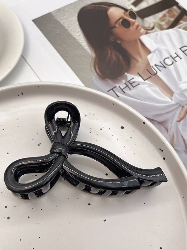 Bow Knotted Hair Clip - Black