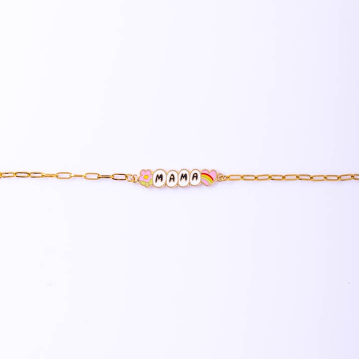 Mama Bracelet-18k Gold Gilt Enamel Jewelry for Mother's