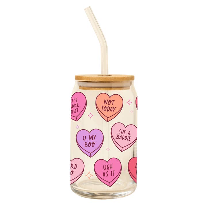 Candy Hearts - Can Glass w/ Lid
