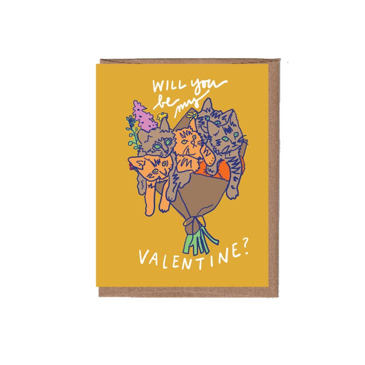 Cat Bouquet Valentine's Day Card