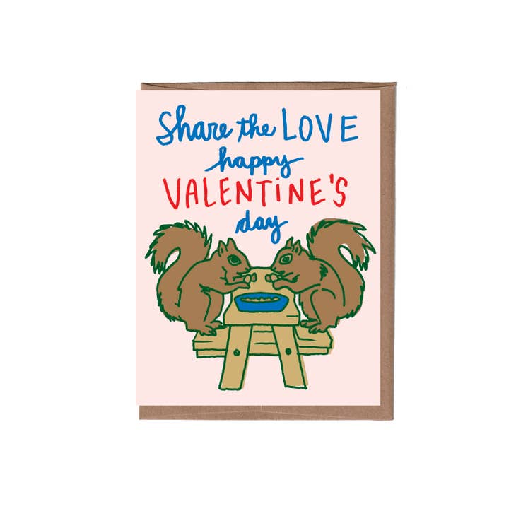 Squirrel Picnic Valentine's Day Greeting Card