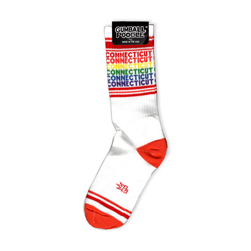 Connecticut Rainbow Ribbed Gym Socks