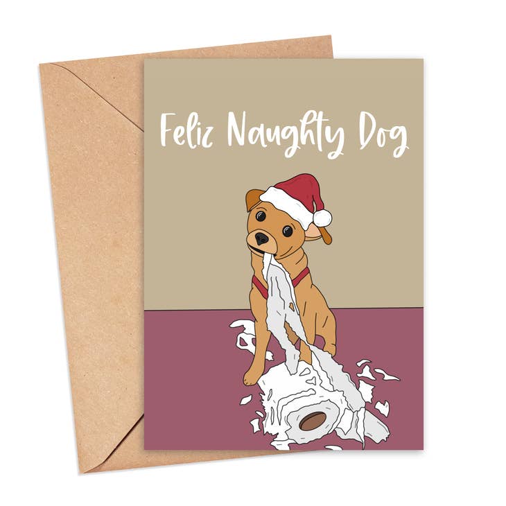 Feliz Naughty Dog Christmas Card