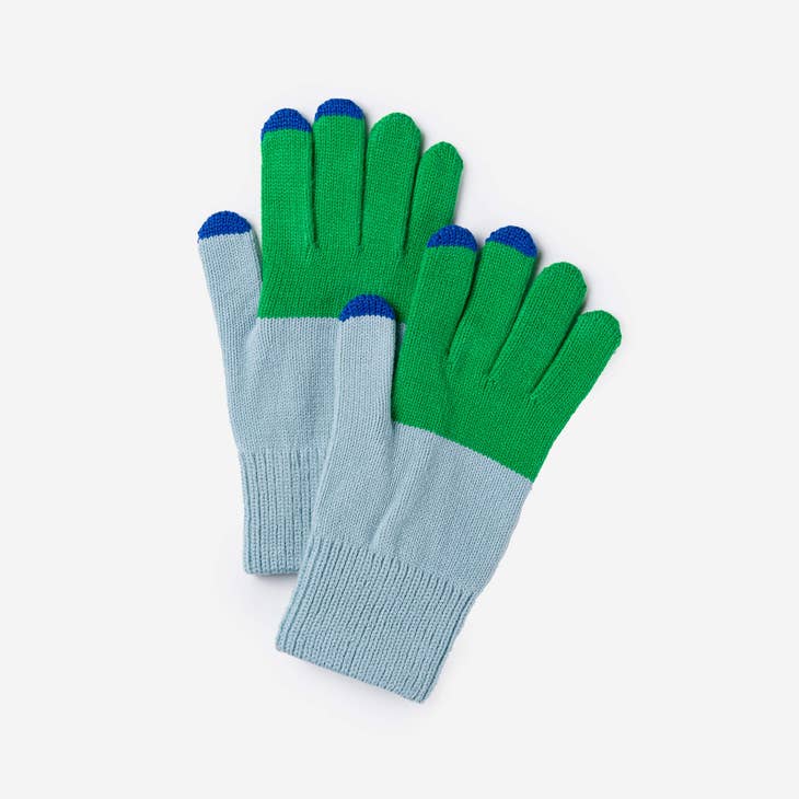Kelly Stone Blue Knit Touchscreen Gloves