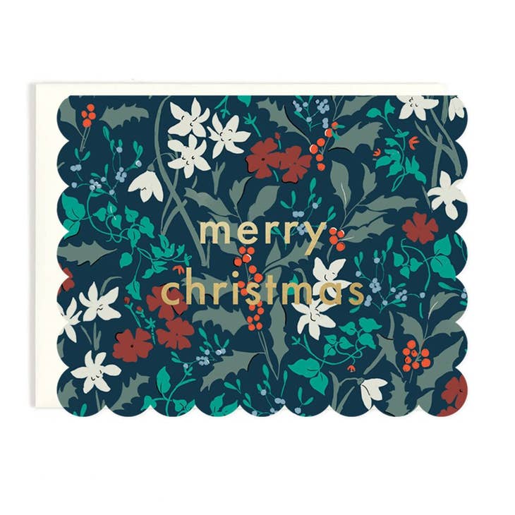 Merry Christmas - Scalloped Floral - Boxed Set of 8
