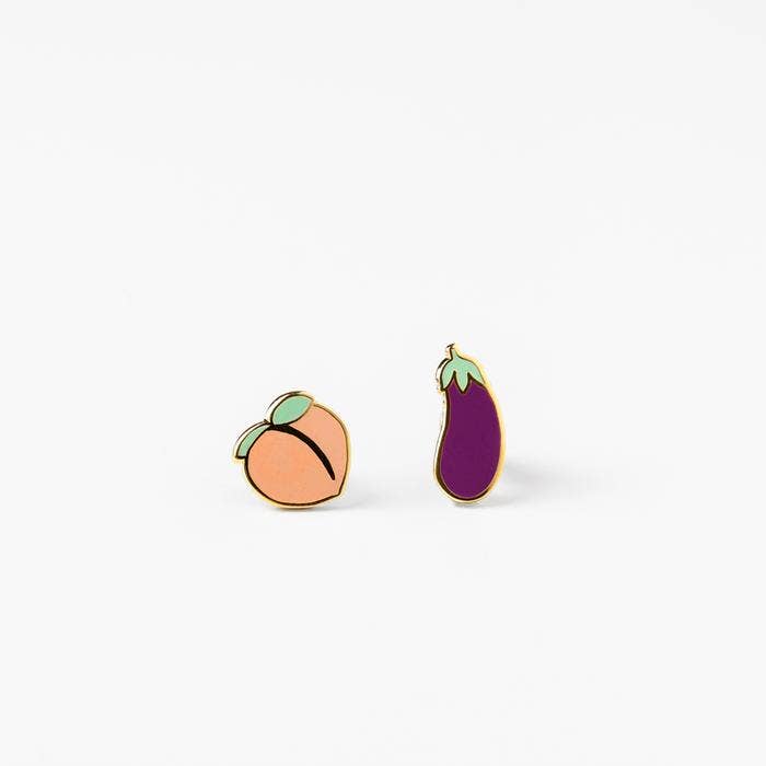 Peach And Eggplant Earrings