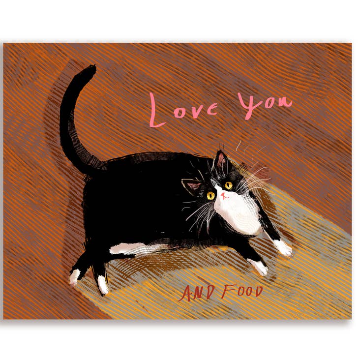 Love You and Food Cat Card