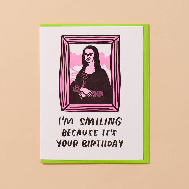 Mona Lisa Letterpress Birthday Card - Fine Art, Classical