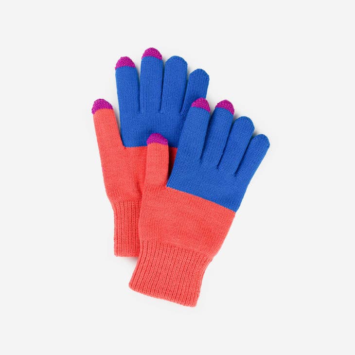 Cobalt Melon Knit Touchscreen Gloves