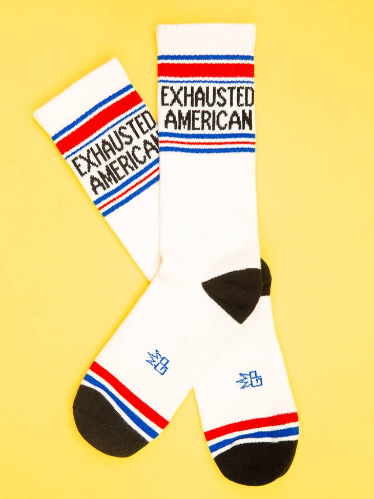 Exhausted American Gym Crew Socks