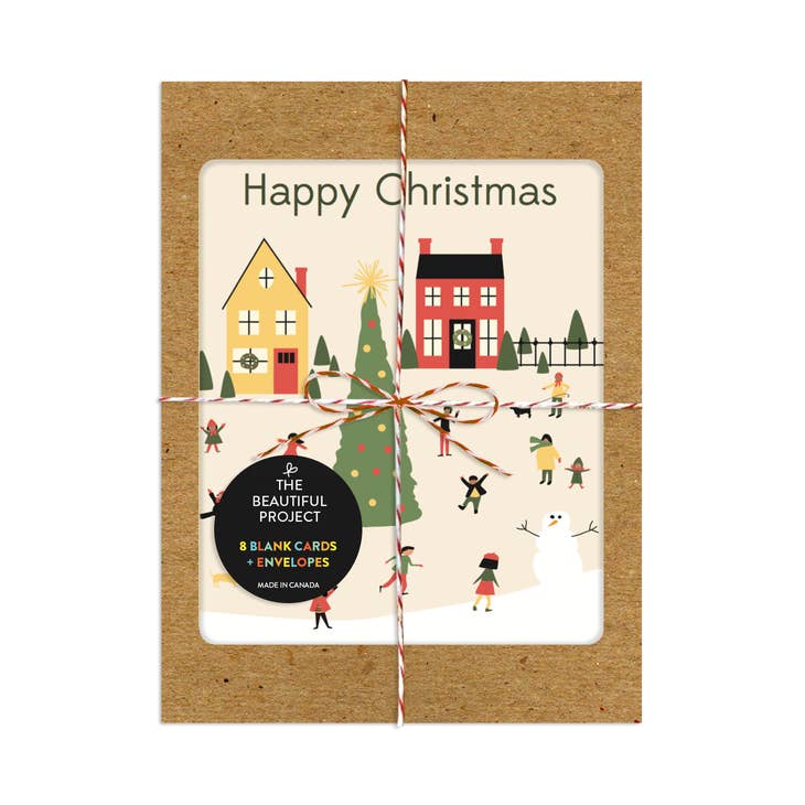 Happy Christmas Village Card - Box Set of 8