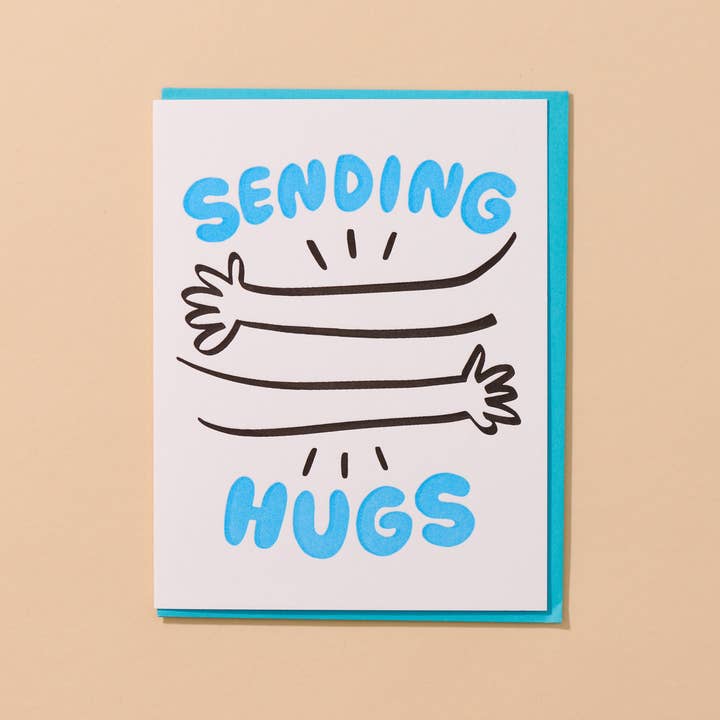 Sending Hugs Miss You Sympathy Letterpress Greeting Card | Hartford Prints