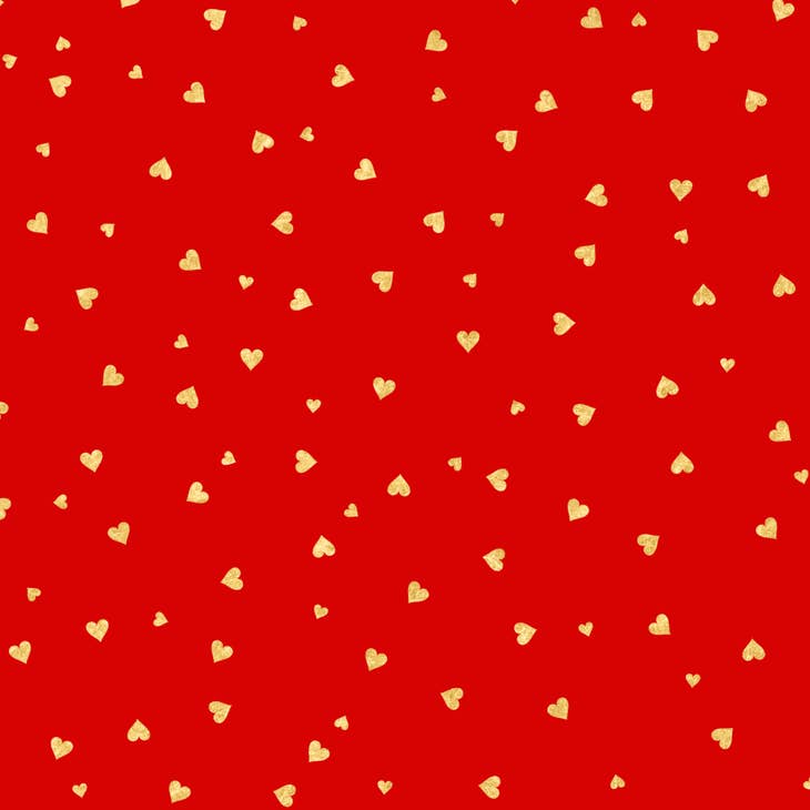 Gold Red Hearts Wrapping Paper
