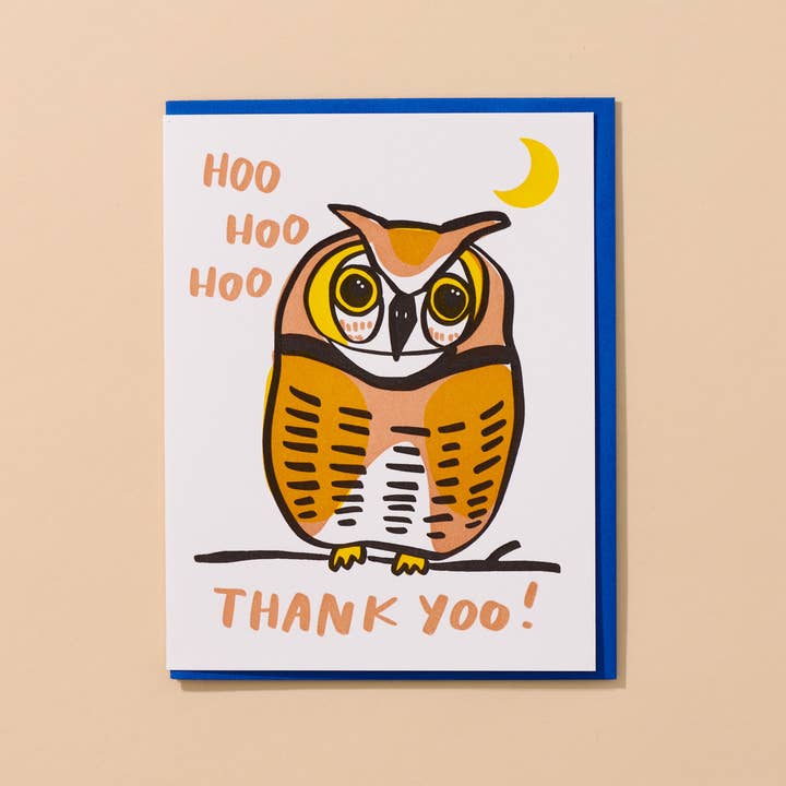 Thank Yoo Owl Letterpress Thank You Card