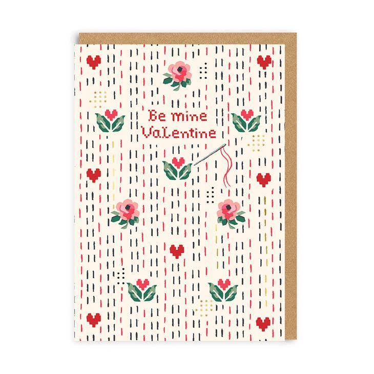 Stitch Ditsy - Be Mine Valentine Card