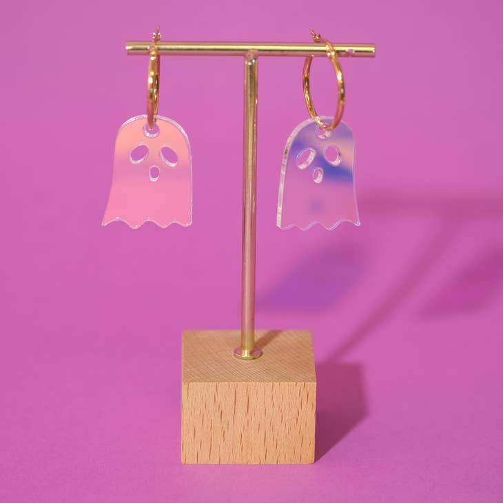 Iridescent Ghost Hoop Earrings
