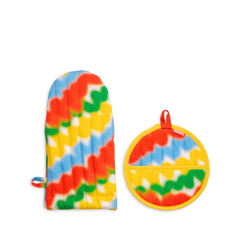Oven Mitt and Pot Holder Set, Squiggles