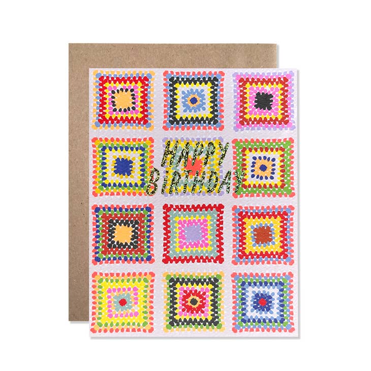 Happy Birthday Crochet Quilt Card