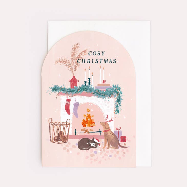 Cosy Fireplace Christmas Card