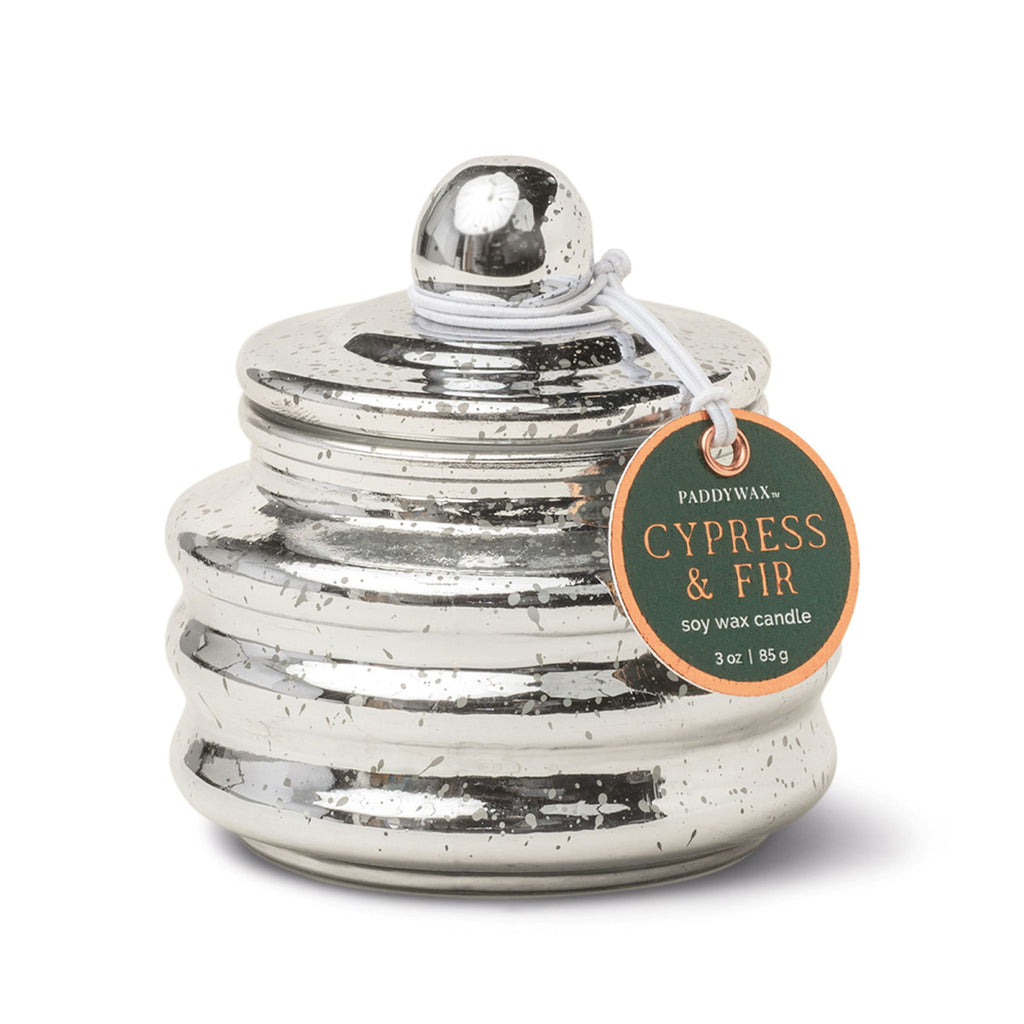 Cypress + Fir Silver Mercury Glass Candle
