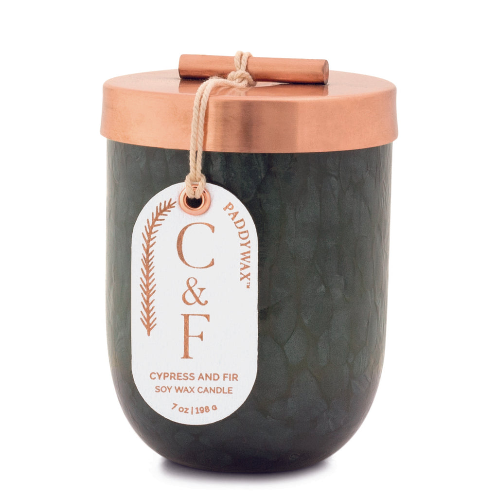 Cypress + Fir Green Cheena Glass Candle