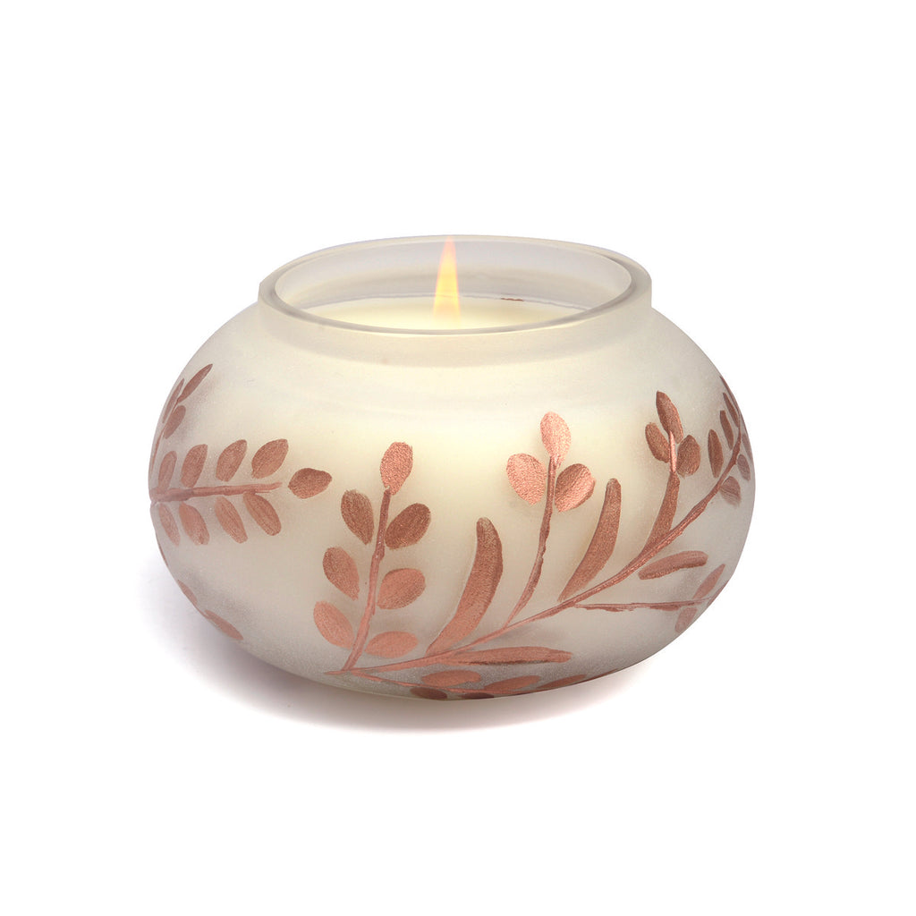 Cypress + Fir Frosted White Glass w/ Copper Branches 9oz Candle