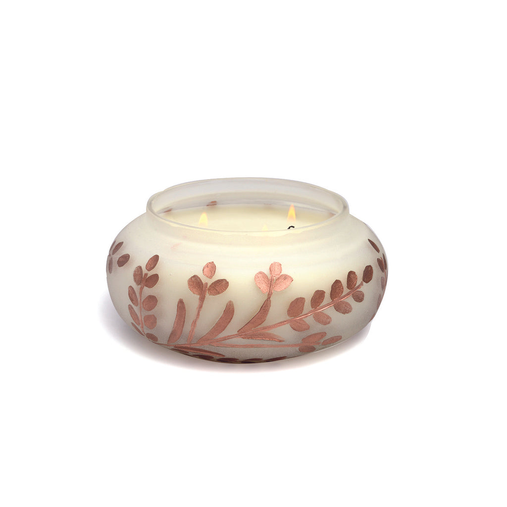 Cypress + Fir Frosted White Glass w/ Copper Branches 14oz Candle
