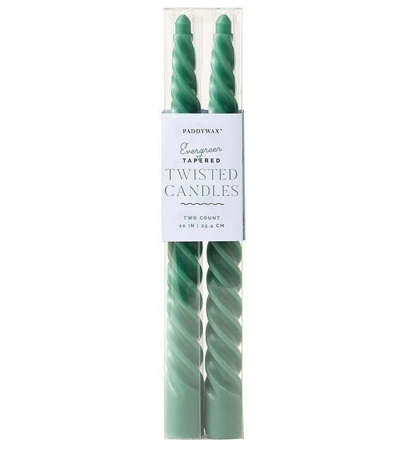 CYPRESS & FIR TWISTED TAPERS 10" TALL EVERGREEN CANDLES,