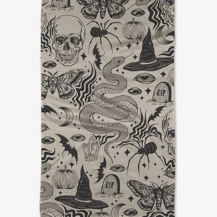 Halloween Collage Kitchen Tea Towel