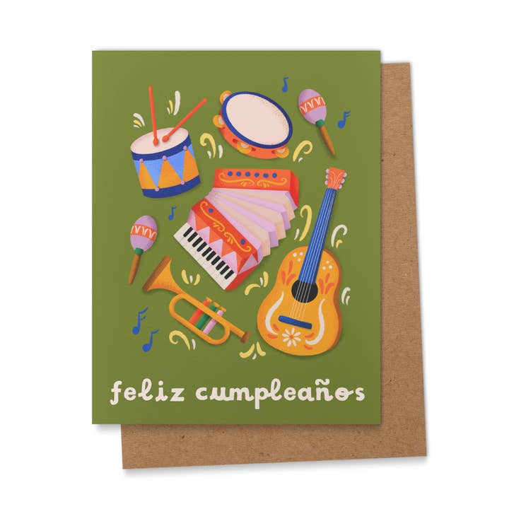 Mariachi Instruments- Spanish Birthday Greeting Card