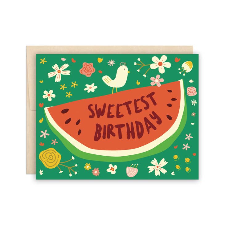 Sweetest Birthday Mexican Folk Art Watermelon Card