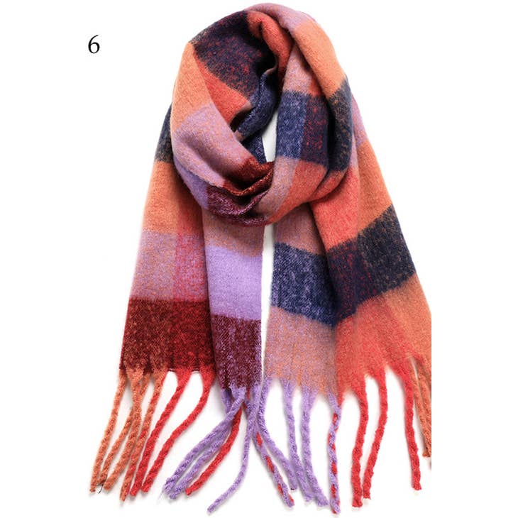 Chunky Plaid Brushed Scarf -  Sunrise