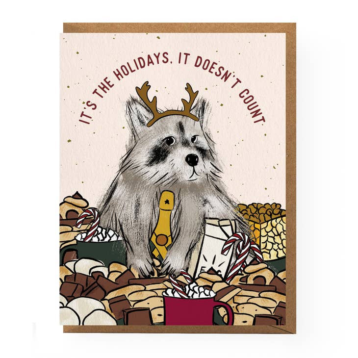 Holiday Raccoon Card