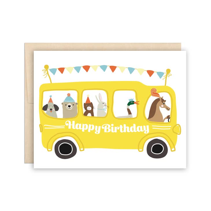 School Bus Birthday Card - Cute Happy Birthday For Kids