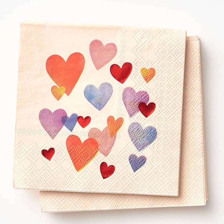 Painted Hearts Valentine Napkin