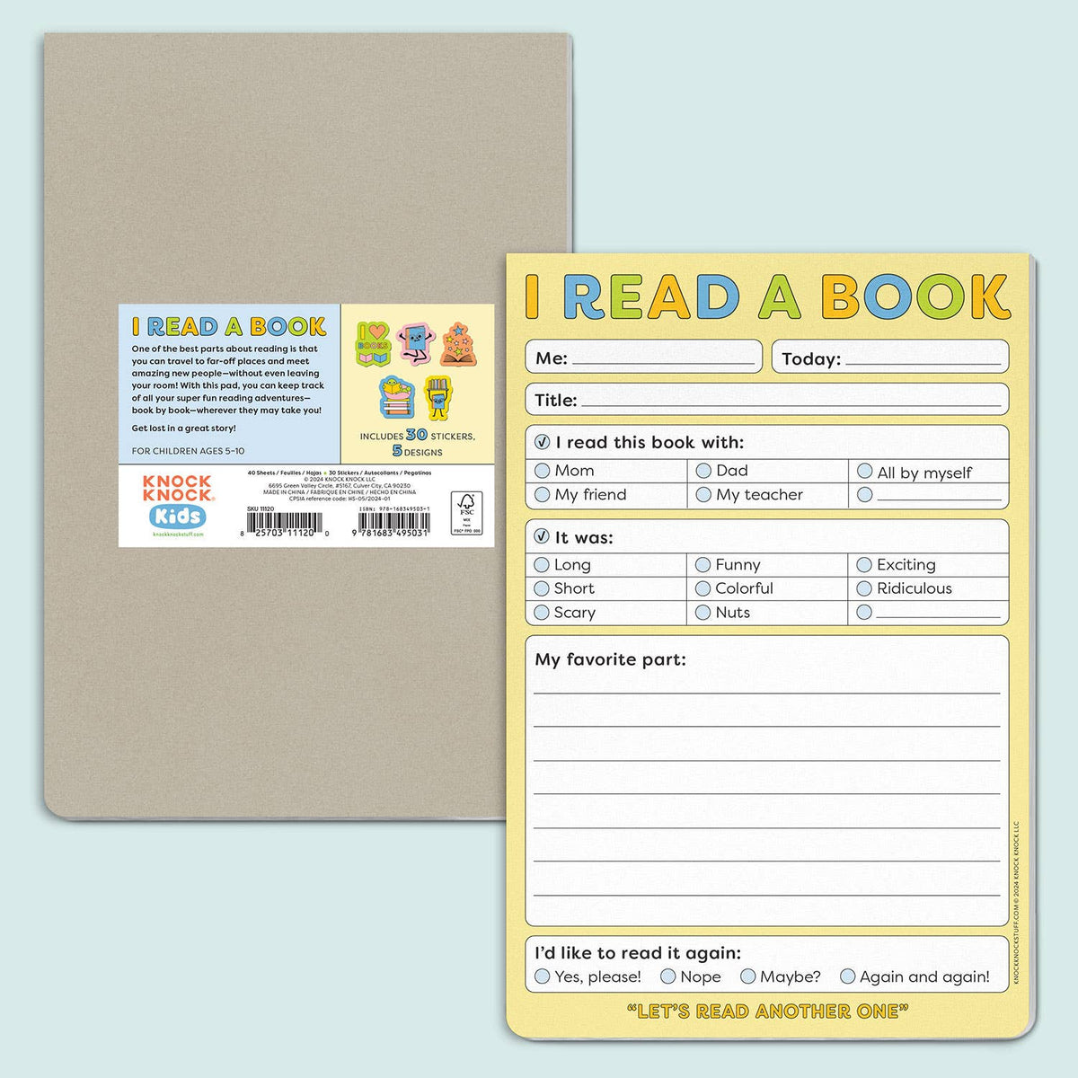 I Read a Book Playtime Pads | Hartford Prints