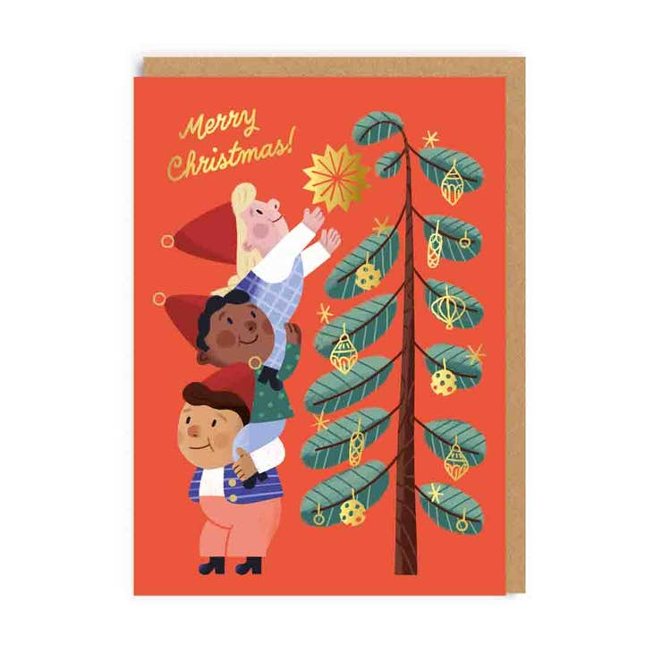 Santa's Helpers -Tree Christmas Card