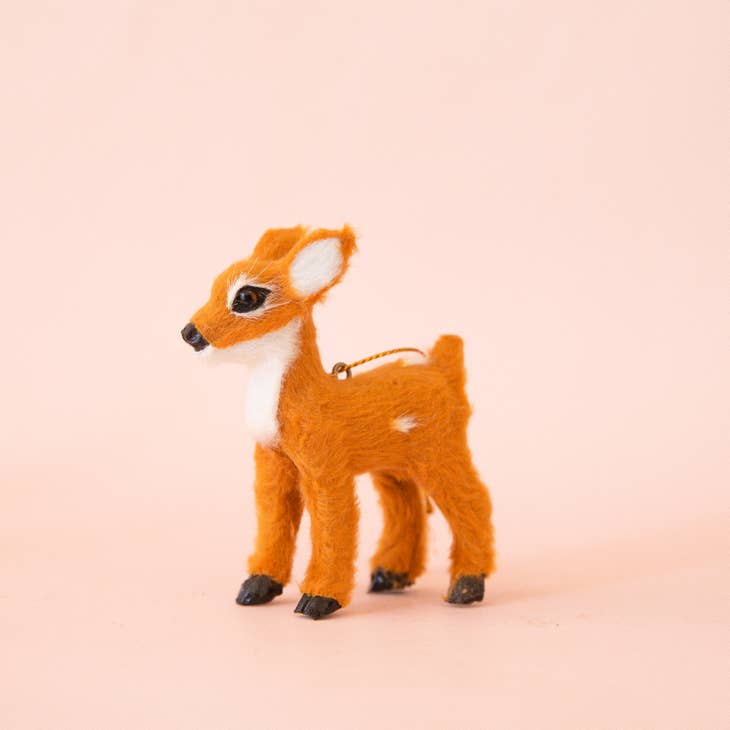 Fur Reindeer Ornament - Fawn