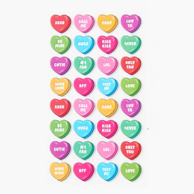Candy Heart Puffy Stickers