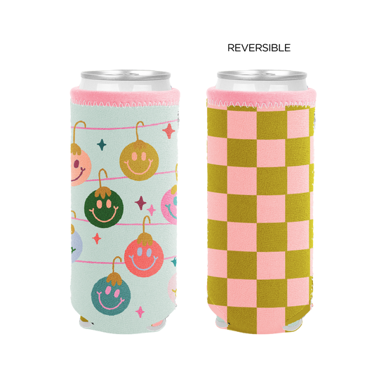 Holiday Reversible Can Coolers - Smiley Ornaments