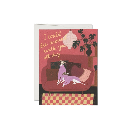 Lounging Dogs Love Card