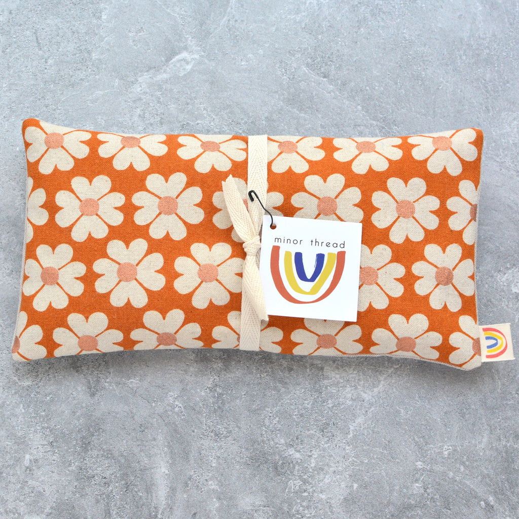 Weighted Eye Pillow in Heart Flowers Caramel Canvas