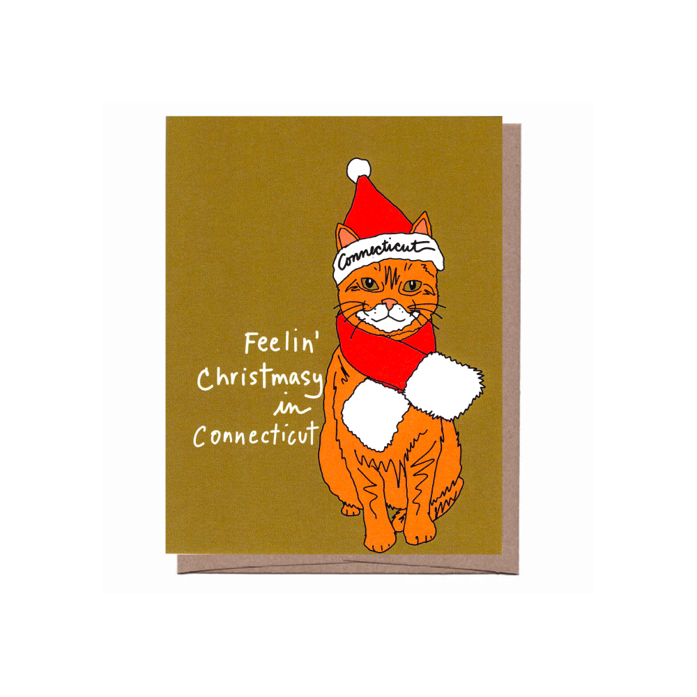 Feeling Christmasy Connecticut Cat Card
