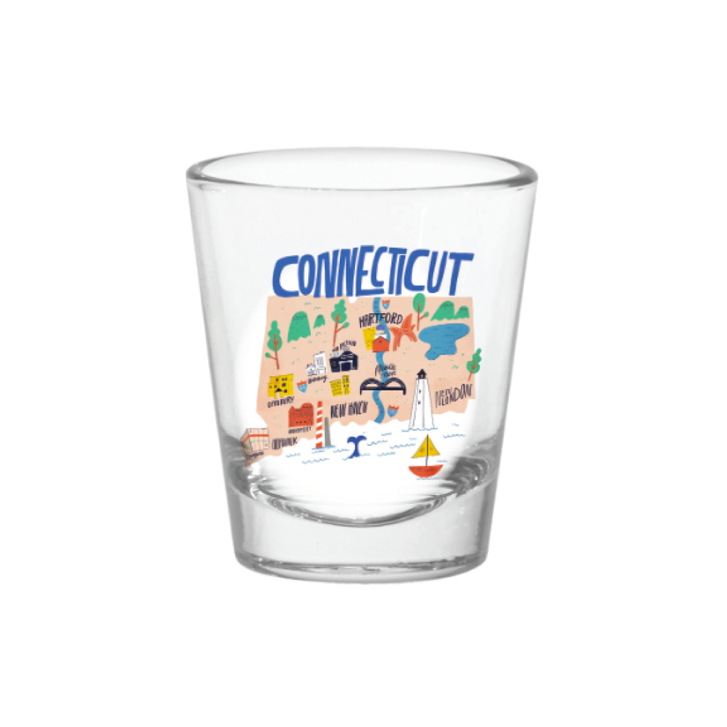 CT Illustrated Map Shot Glass