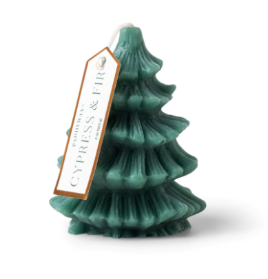 CYPRESS & FIR 3.5"x 4" SHORT TREE TOTEM CANDLE WITH HANGTAG